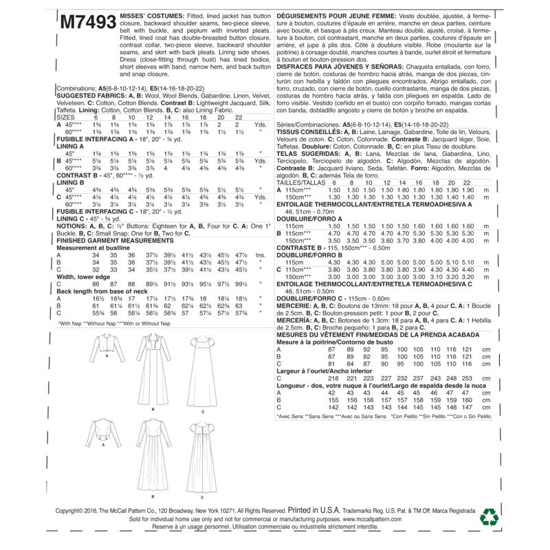 Patron McCall's 7493.A5 - Déguisement