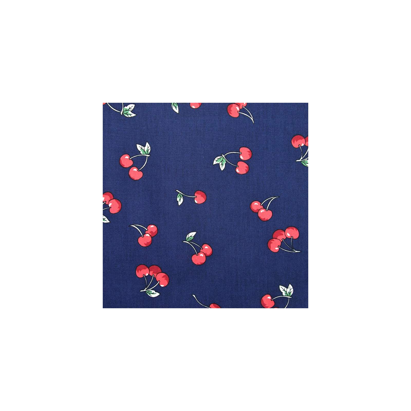 Tissu Coton imprimé petites cerises sur fond bleu