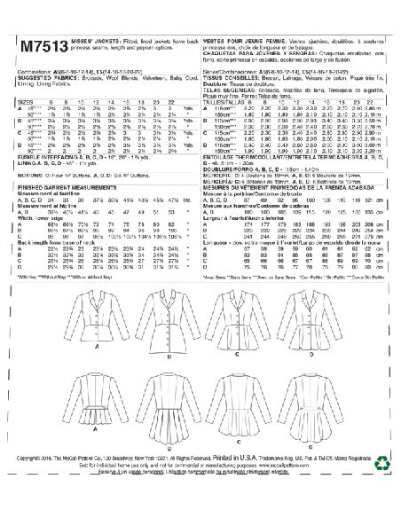 Patron McCall's 7513.A5 - Vestes