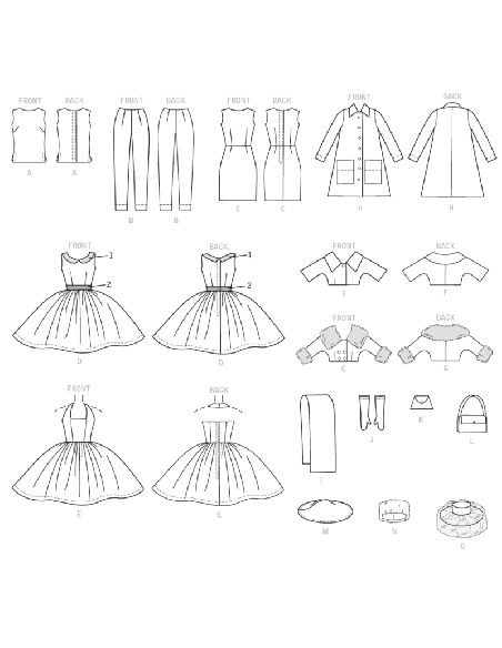 Patron McCall's 7550.OSZ - Vêtements pour poupée de 30cm