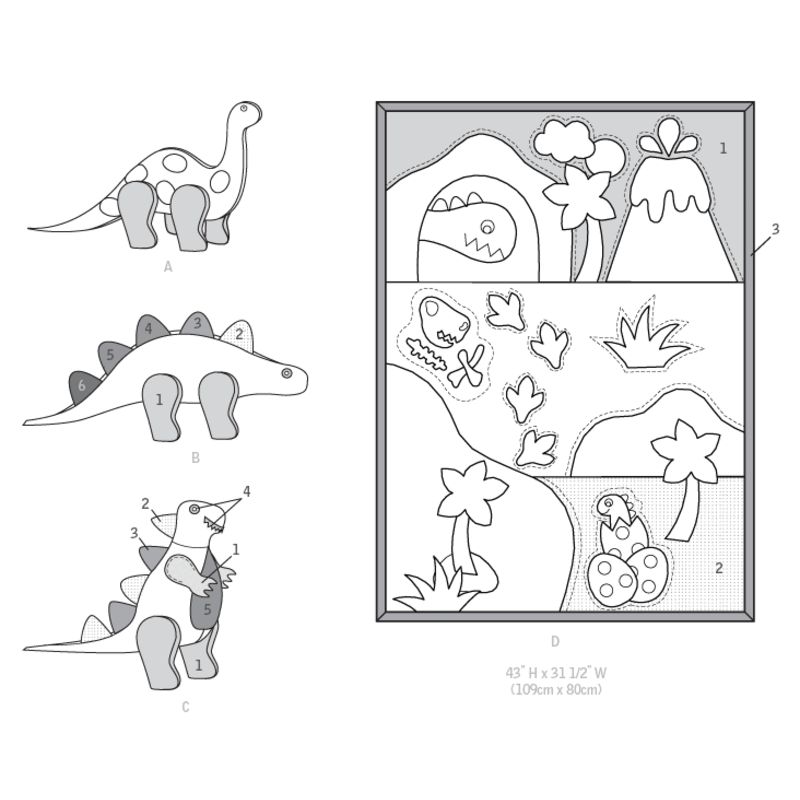 Patron McCall's 7553.OSZ - Jouets dinosaures et couvre-lit