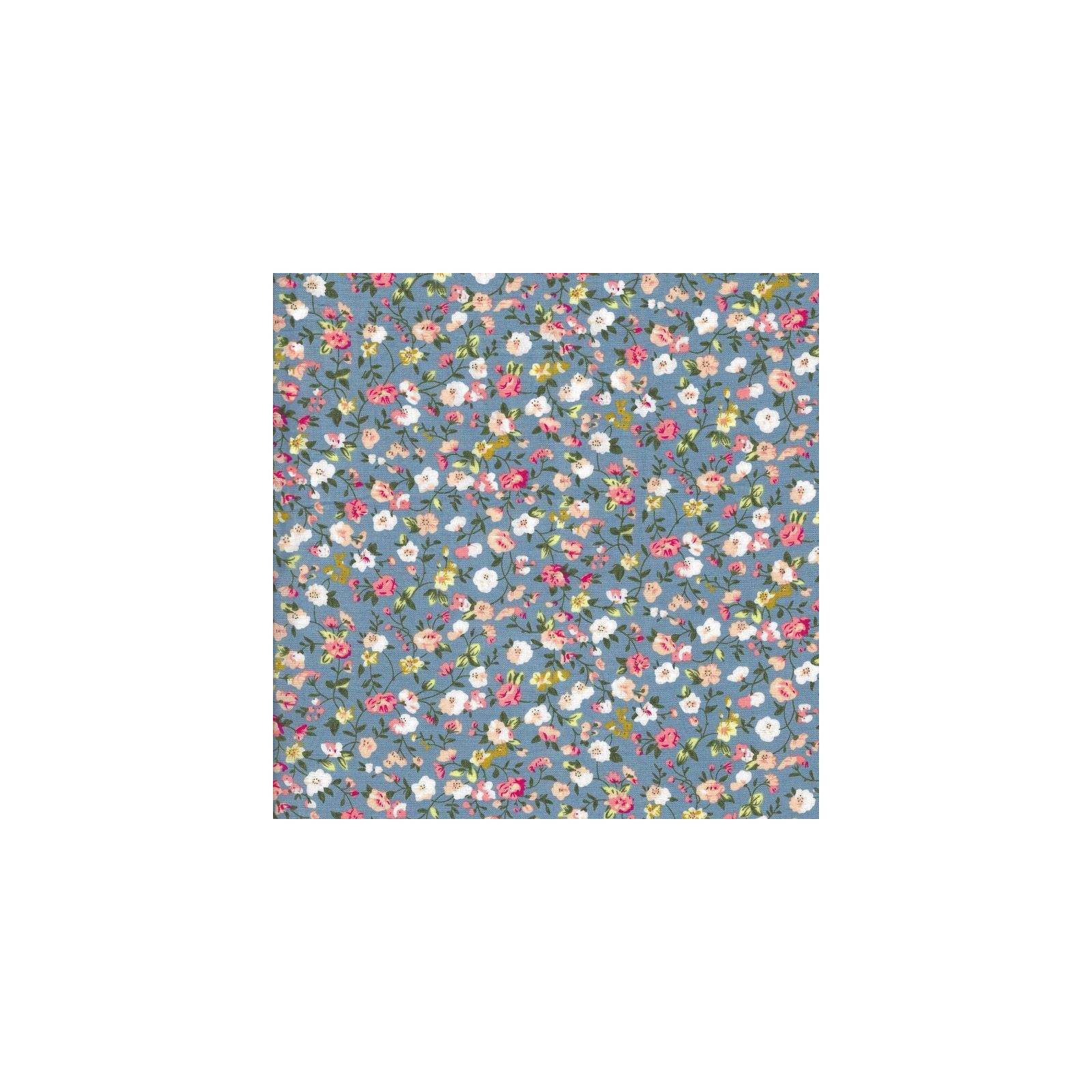 Tissu Coton imprimé petites fleurs crème et rose sur fond gris