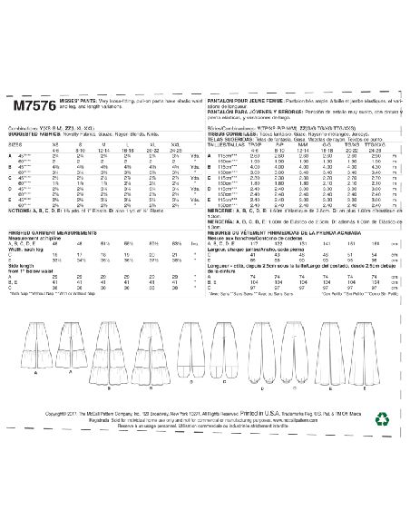 Patron McCall's 7576.Y - Pantalon
