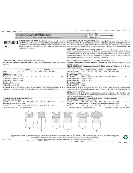 µPatron McCall's 7600.B5 - Hauts