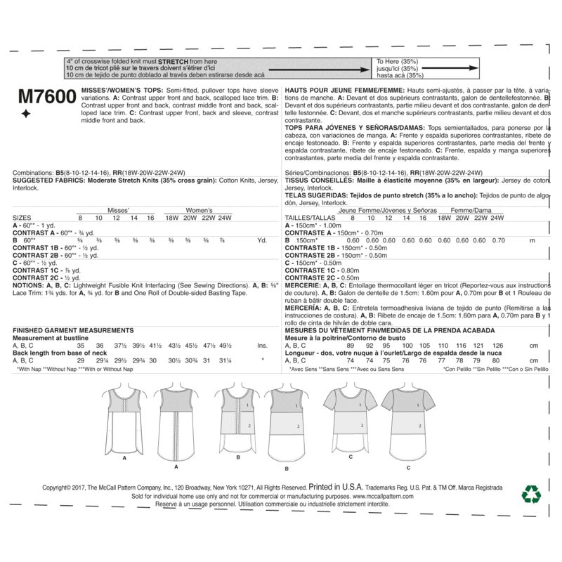 µPatron McCall's 7600.B5 - Hauts