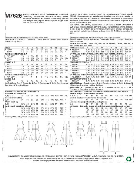 Patron McCall's 7626.AX5 - Robes, barboteuse et combinaison
