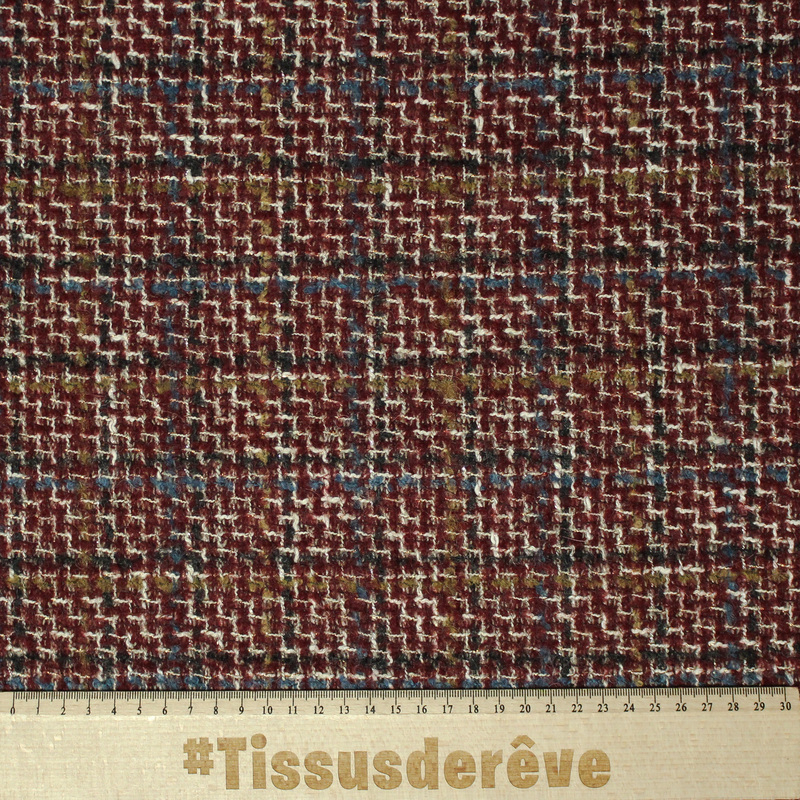 Tweed laine & alpaga - Bordeaux Nuancé