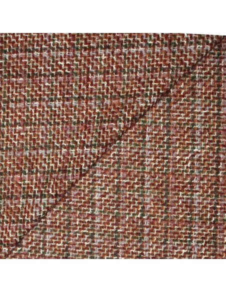 Tweed laine & alpaga - Lie de vin verdoyant