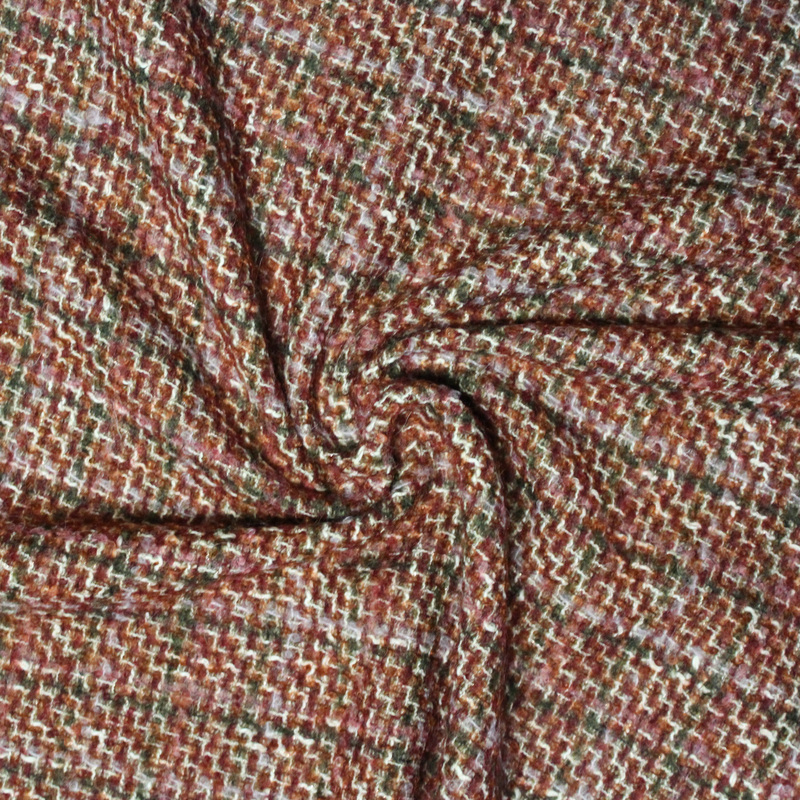 Tweed laine & alpaga - Lie de vin verdoyant