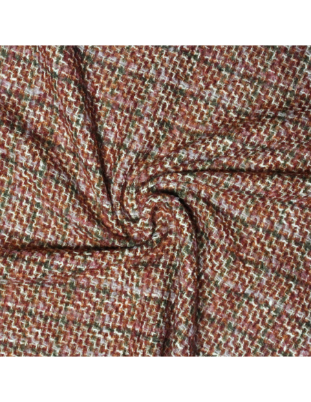 Tweed laine & alpaga - Lie de vin verdoyant