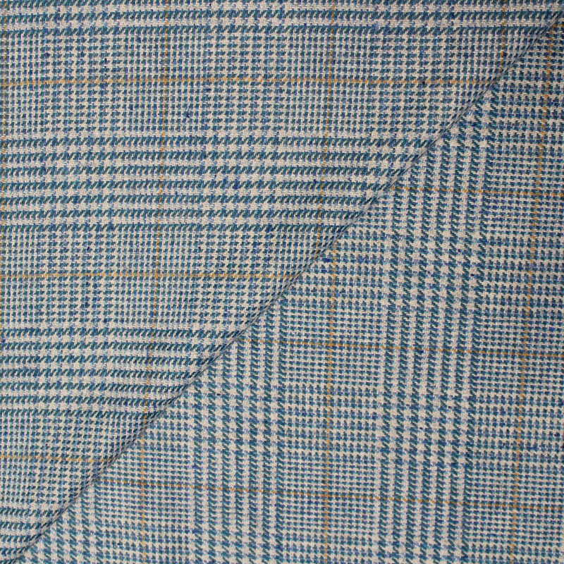 Tweed - Prince de Galles turquoise ligne beige