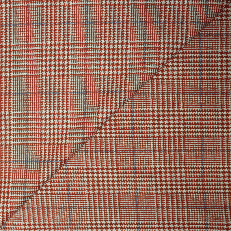 Tweed - Prince de Galles orange & rouge ligne bleu