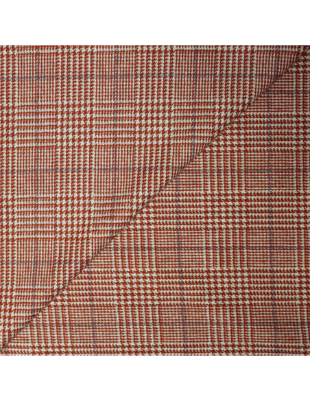 Tweed - Prince de Galles orange & rouge ligne bleu