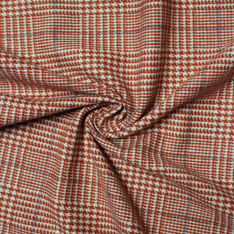 Tweed - Prince de Galles orange & rouge ligne bleu