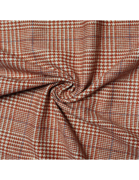 Tweed - Prince de Galles orange & rouge ligne bleu