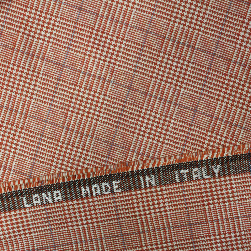 Tweed - Prince de Galles orange & rouge ligne bleu