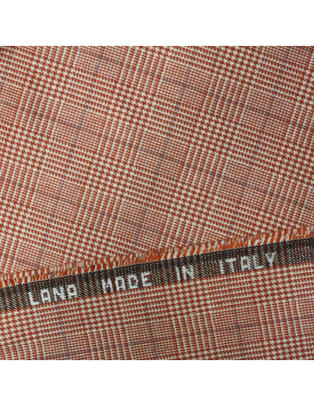 Tweed - Prince de Galles orange & rouge ligne bleu