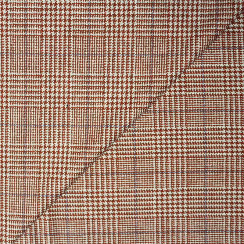 Tweed - Prince de Galles brique & rouge ligne bleu