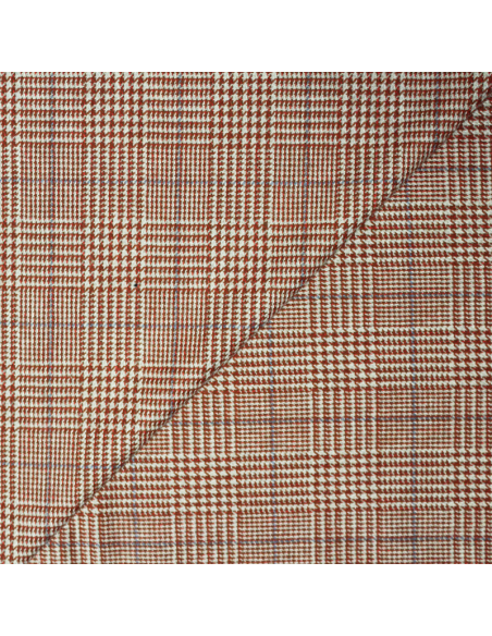 Tweed - Prince de Galles brique & rouge ligne bleu