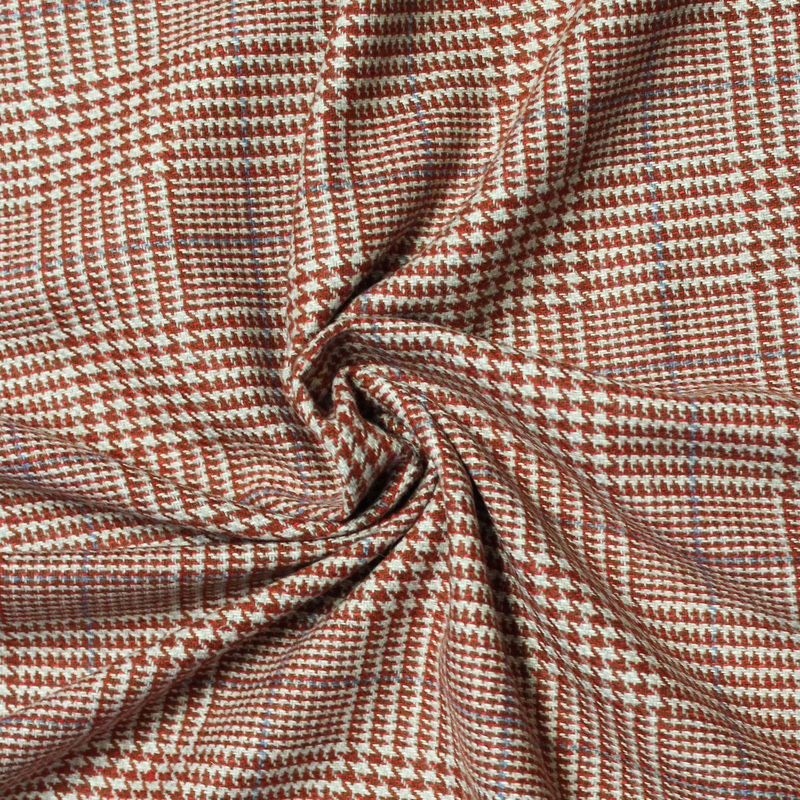 Tweed - Prince de Galles brique & rouge ligne bleu