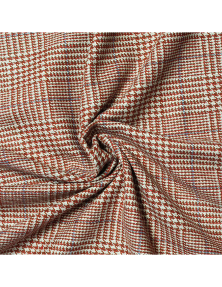 Tweed - Prince de Galles brique & rouge ligne bleu