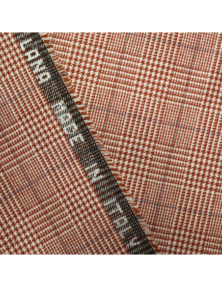 Tweed - Prince de Galles brique & rouge ligne bleu