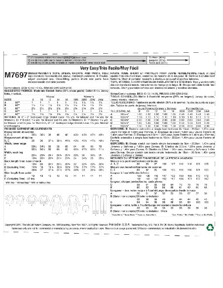 Patron McCall's 7697.B5 - Hauts, robe, short et pantalon
