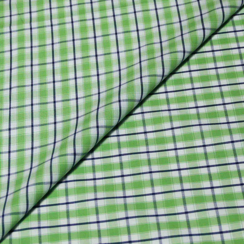 Tissu chemise 100% coton peigné - Carreaux vert