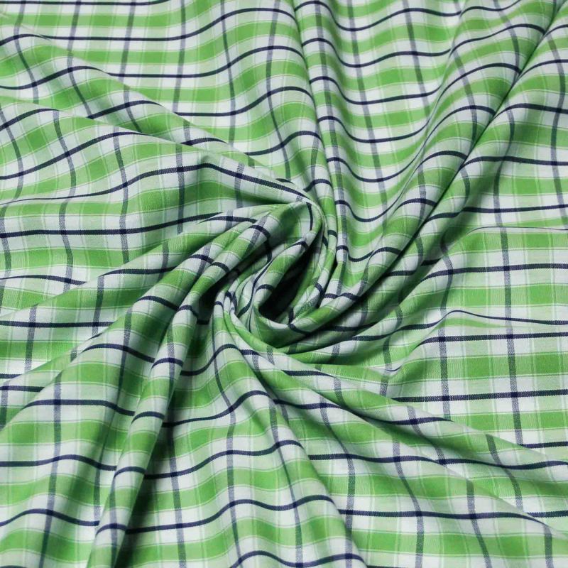 Popeline 100% coton peigné - Carreaux vert