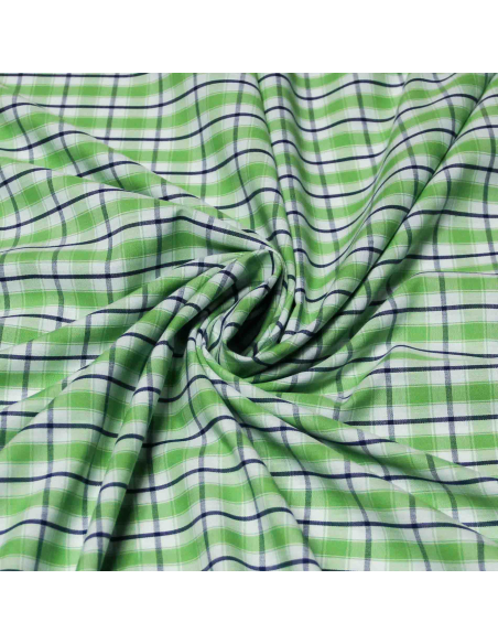 Popeline 100% coton peigné - Carreaux vert