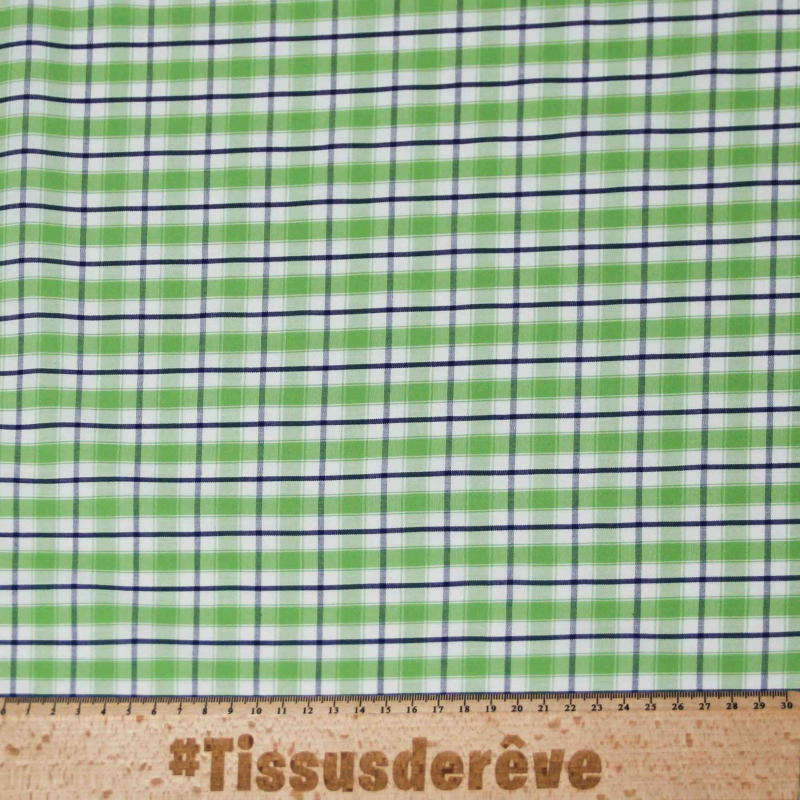 Popeline 100% coton peigné - Carreaux vert