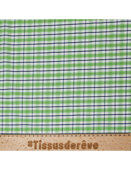 Popeline 100% coton peigné - Carreaux vert
