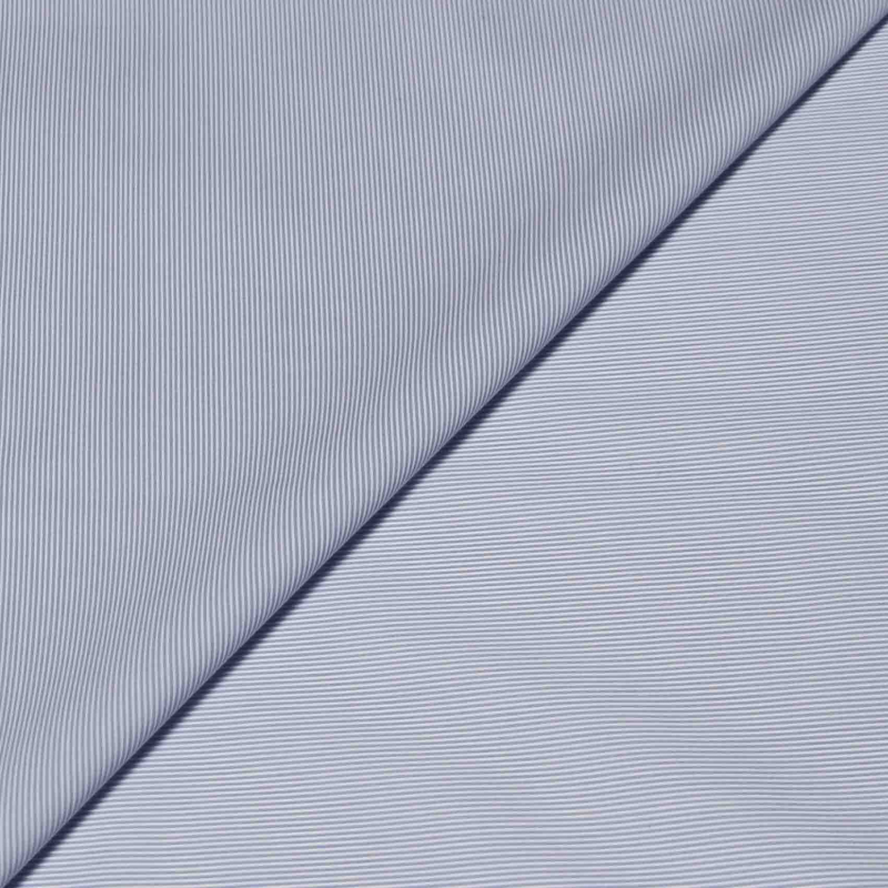 Tissu chemise 100% coton peigné - Fines rayures bleu ciel