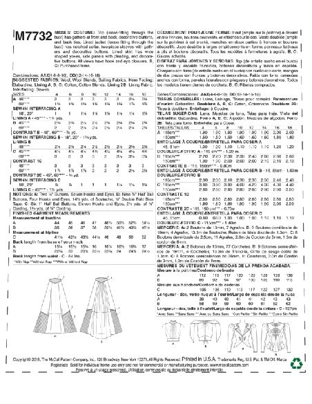 Patron McCall's 7732.AAX - Déguisement