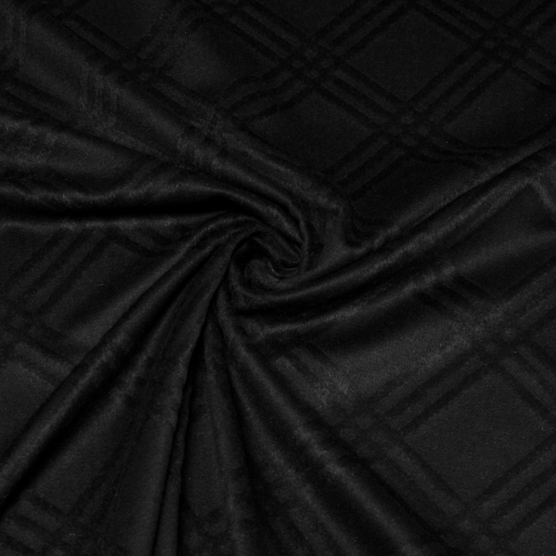 Étoffe 100% cachemire - Carreaux noir