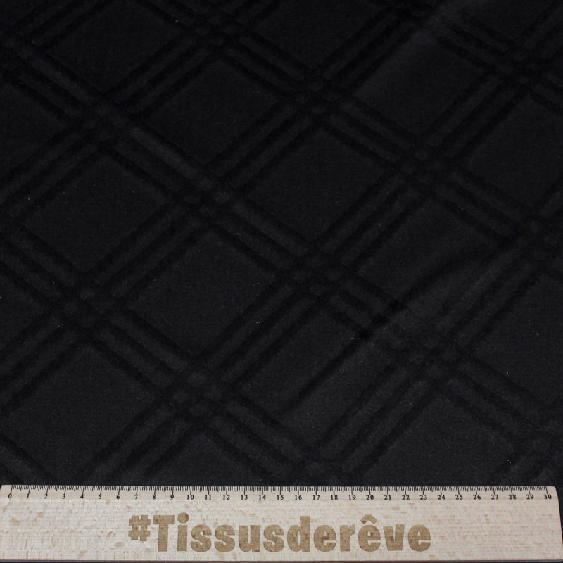 Étoffe 100% cachemire - Carreaux noir