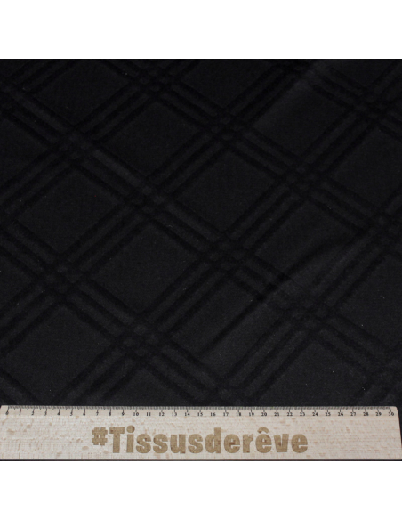 Étoffe 100% cachemire - Carreaux noir