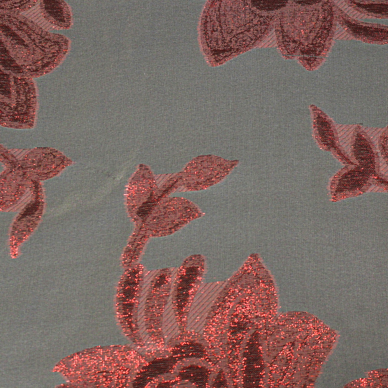 Mousseline de soie jacquard lancé découpé -  Rose rouge