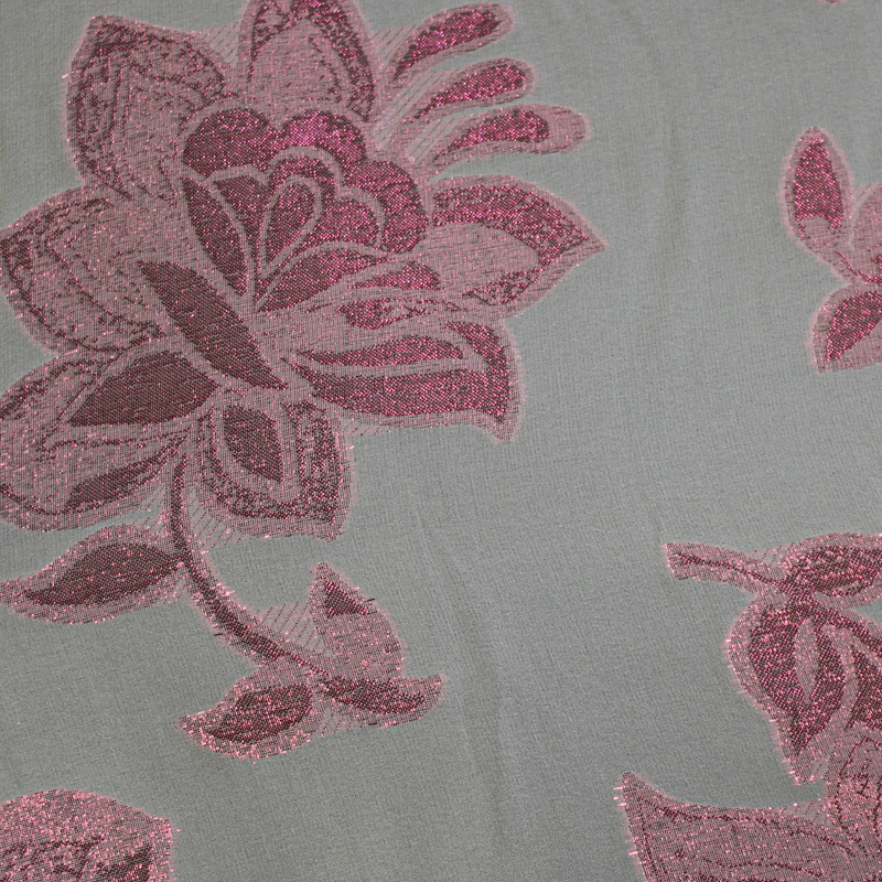 Mousseline de soie jacquard lancé découpé -  Rose fuchsia