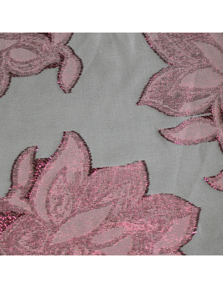 Mousseline de soie jacquard lancé découpé -  Rose fuchsia