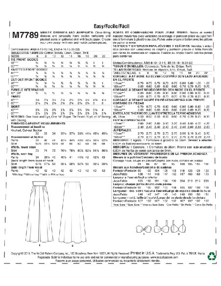 Patron McCall's 7789.A5 - Robes et combinaisons