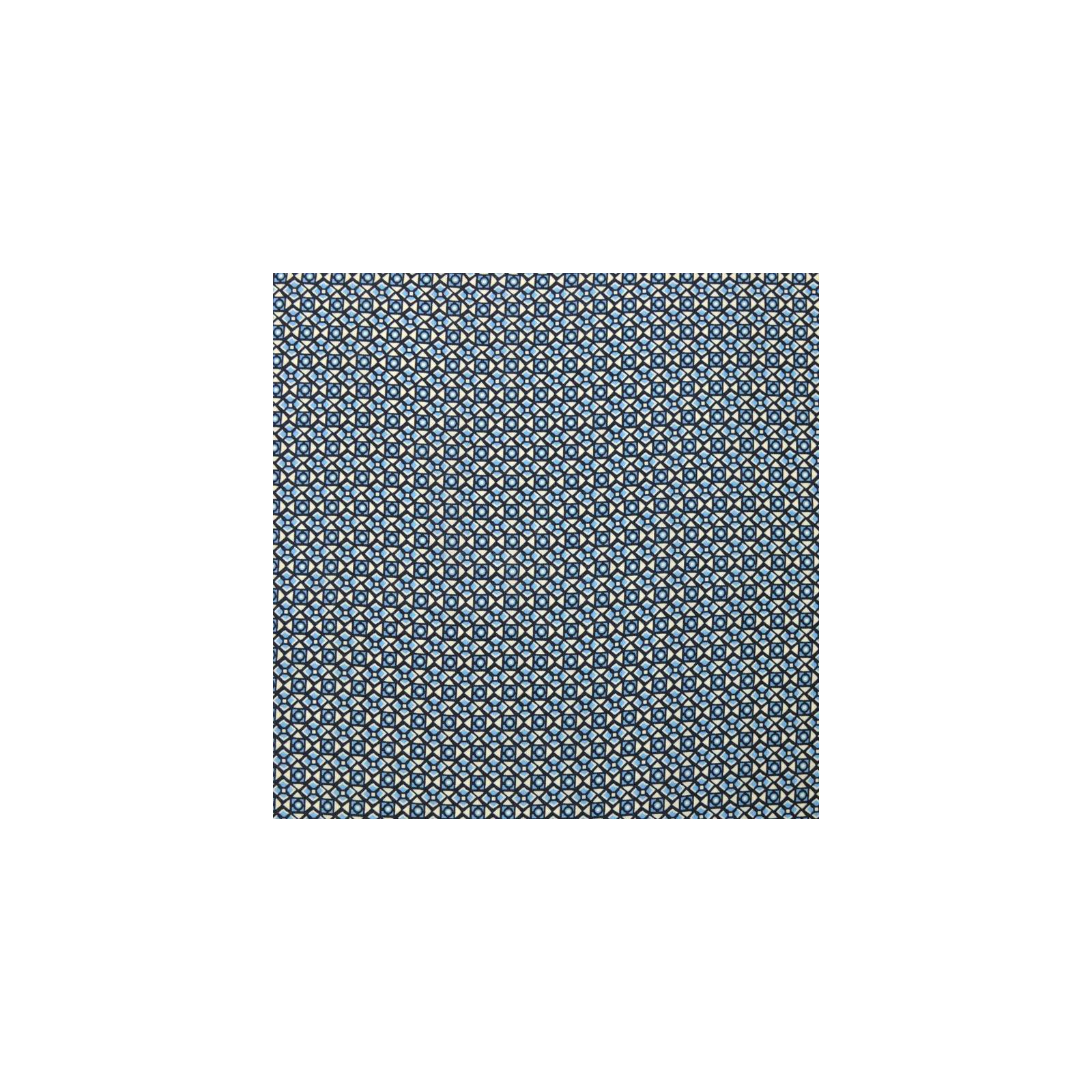 Tissu Viscose imprimé motifs graphiques bleus et blancs