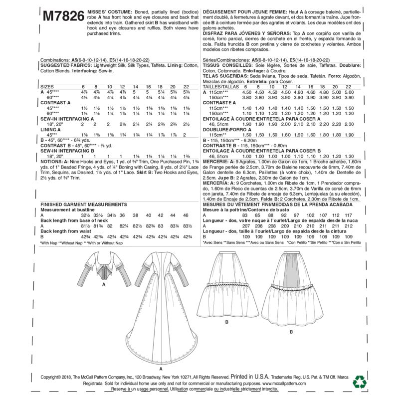 Patron McCall's 7826.A5 - Déguisement