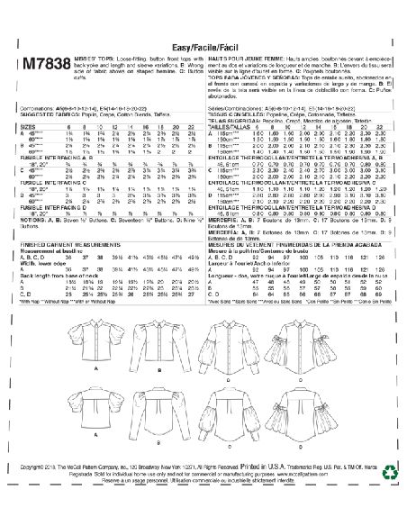 Patron McCall's 7838.A5 - Hauts
