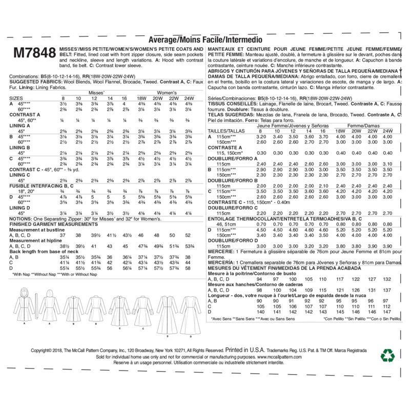 Patron McCall's 7848.B5 - Manteaux