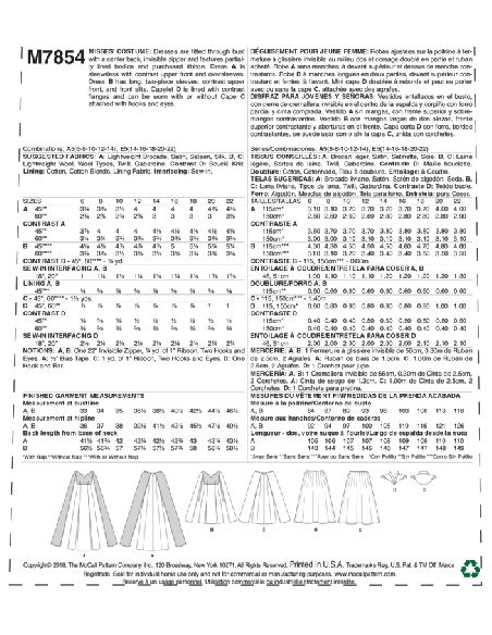 Patron McCall's 7854.A5 - Déguisement