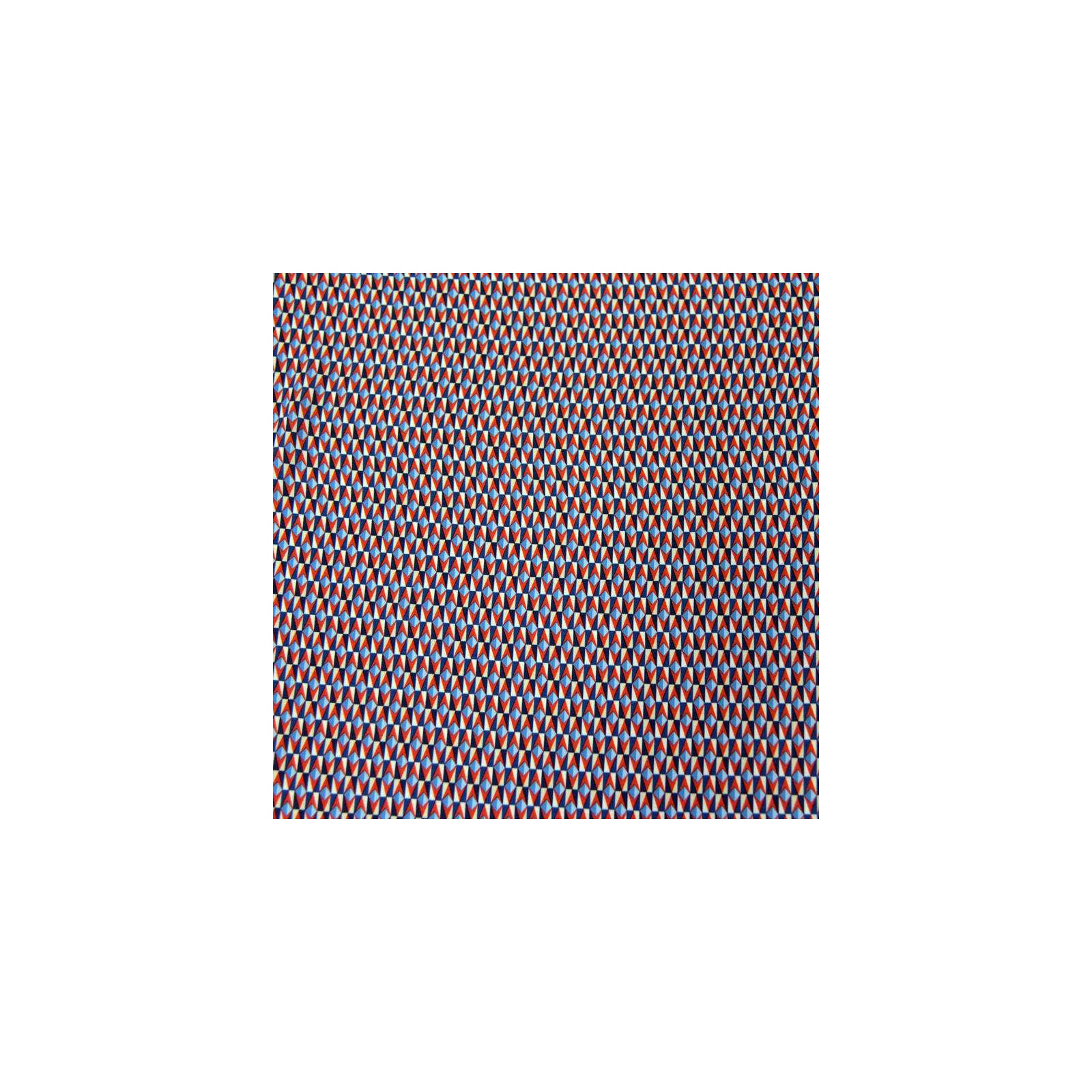 Tissu Crêpe Polyester imprimé formes graphiques bleues et rouges