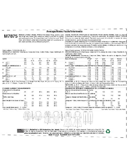 Patron McCall's 7875.Y - Veste, peignoir, pantalon