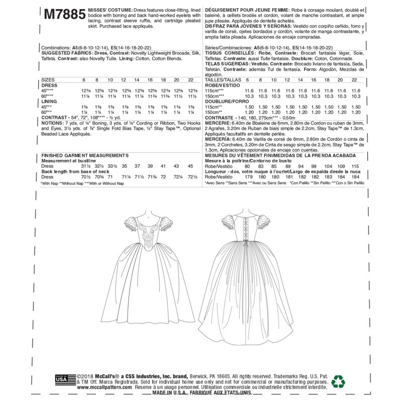 Patron McCall's 7885.A5 - Déguisement