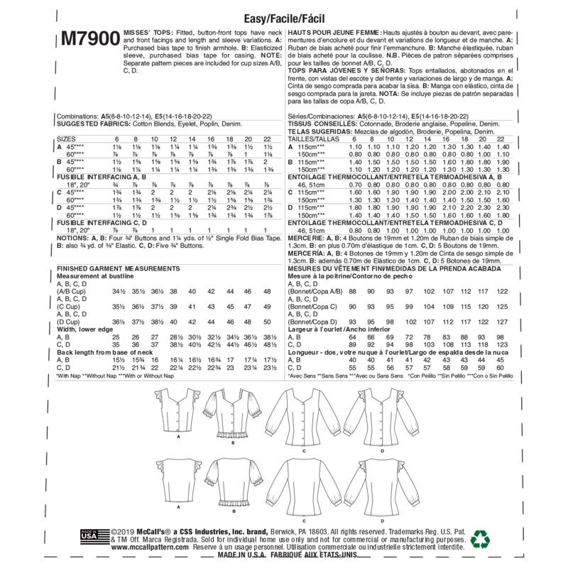 Patron McCall's 7900.A5 - Hauts